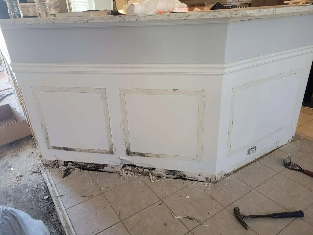 Water damage and mold on kitchen during Mold Inspection & Testing in Westlake Village